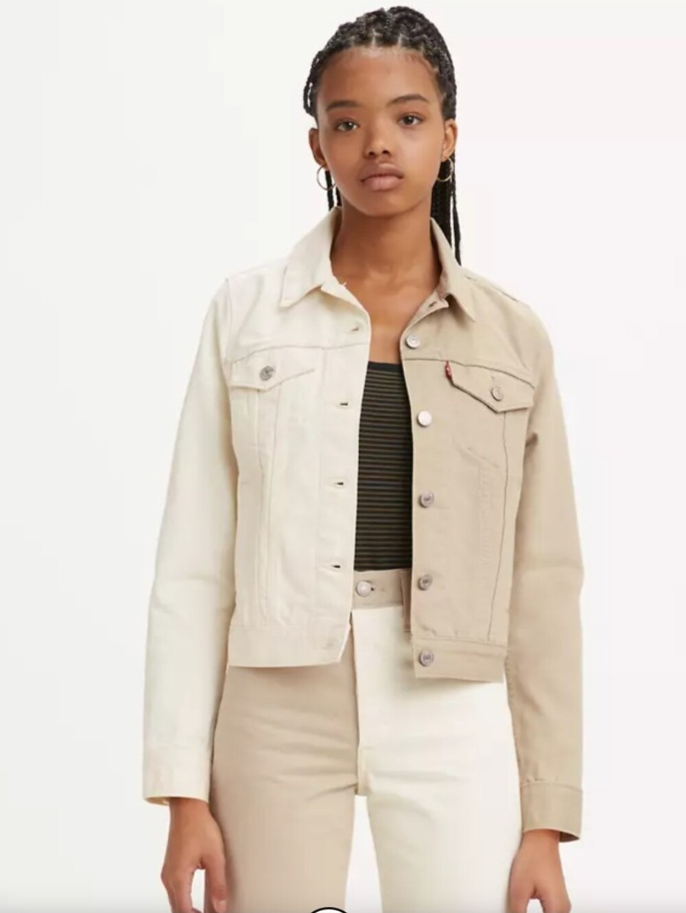 Levi's Original Spliced Colorblock Trucker Jacket Tan & Cream Small - Like New